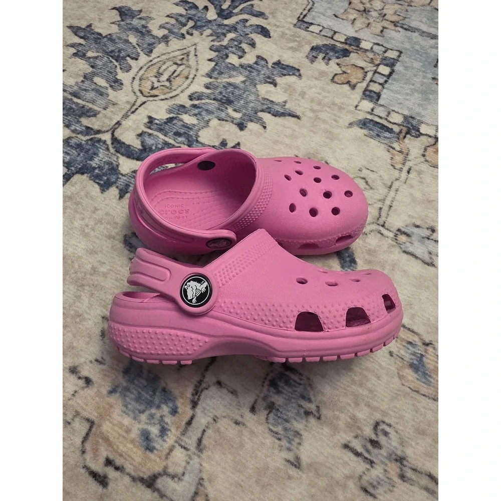 Crocs Toddler Size 8 Pink Outdoors Easy Wash Slip On Classic Clogs Shoes